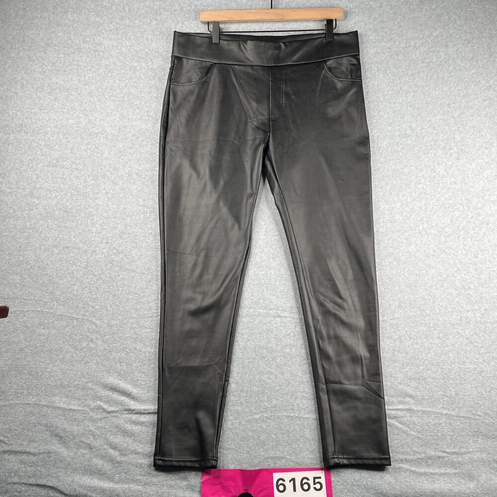 MCEDAR Fuax Leather Leggings Pants Womens Black Size 2XL Casual